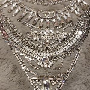 Statment silver rhinestone necklace